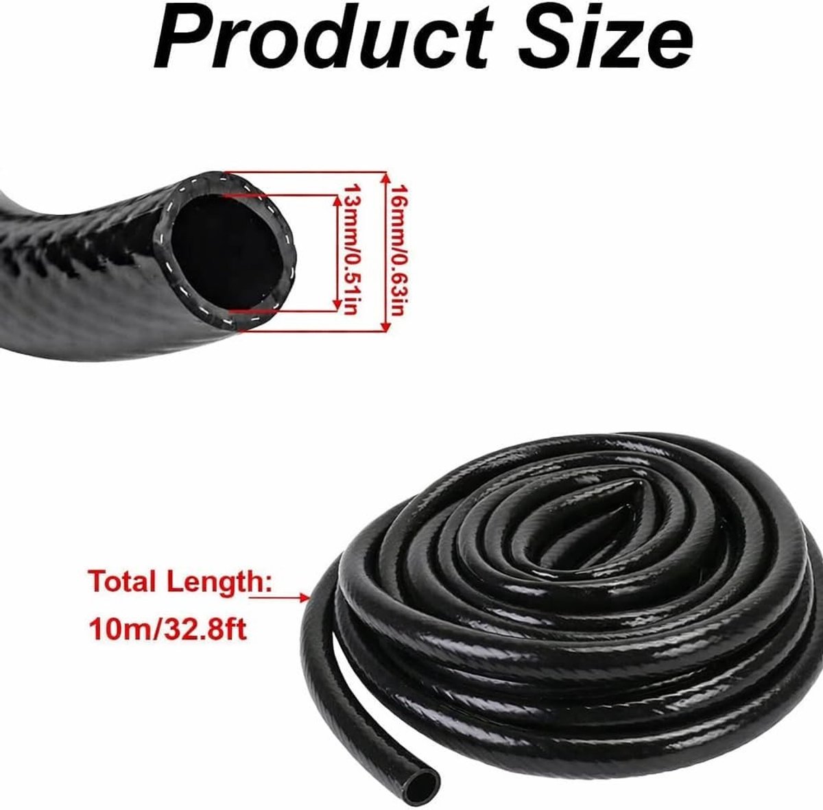 Irrigatiepijp van 10 meter, ID 13mm/O.D 16mm, PVC Tuinslang voor Efficiënte Tuinbewatering en Irrigatiesystemen (Zwart)