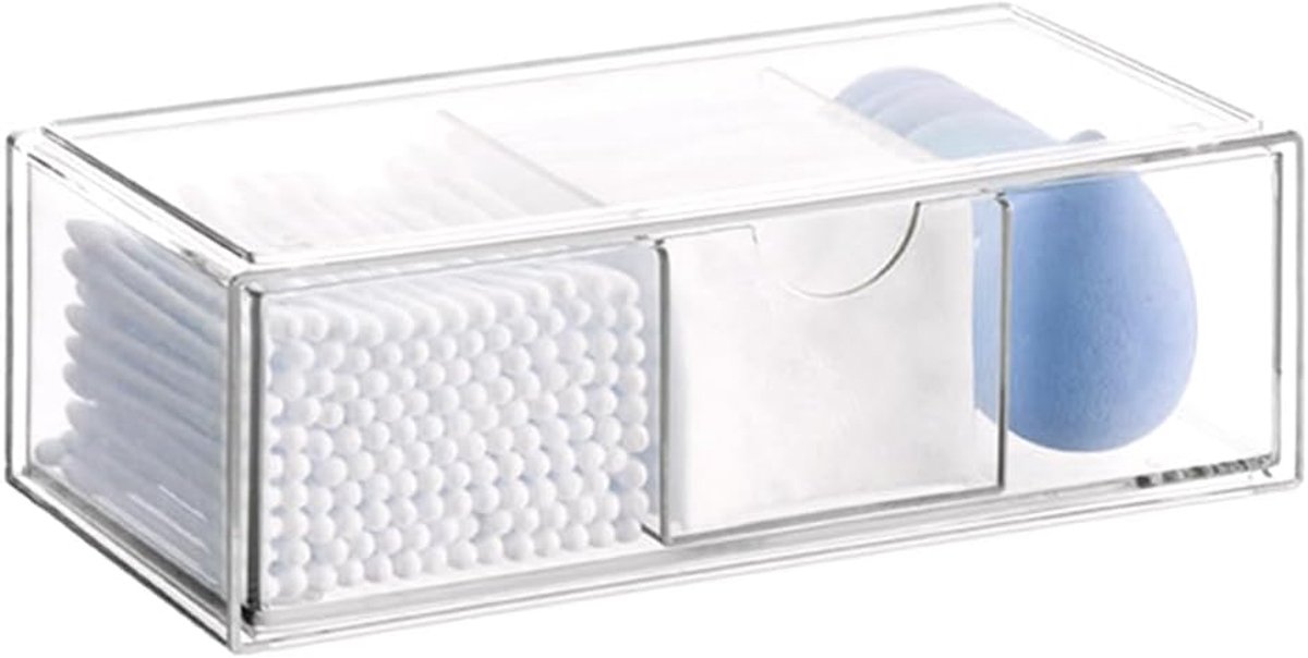 1 Piece Transparent Drawer Organiser Makeup Organizer Acrylic Practical Tea Bag Holder with 3 Compartments Cosmetic - ShopVlot
