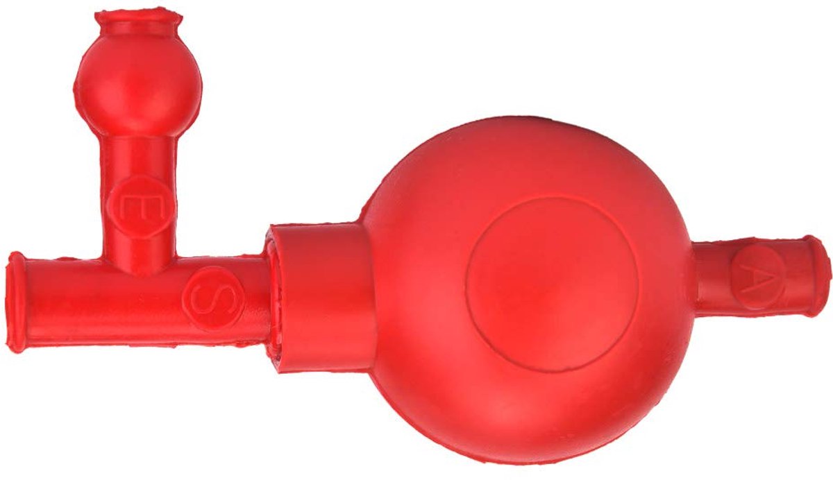 SnelShoppen - Propipeta Rubber Zuigbol Pipetvuller met 3 Kleppen - Veilige Druk - Hoge Zuigkracht - Rood - Voor Laboratorium en Thuisgebruik