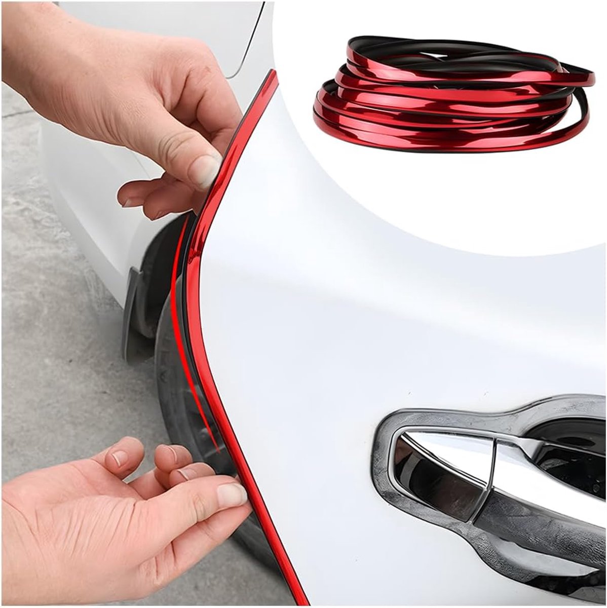 SnelShoppen - JNNJ U-vormige Deurrand Beschermingsplaat Strips Decoratieve Trim Zelfklevend Universeel PVC Deurrand Bescherming Rood 5 m