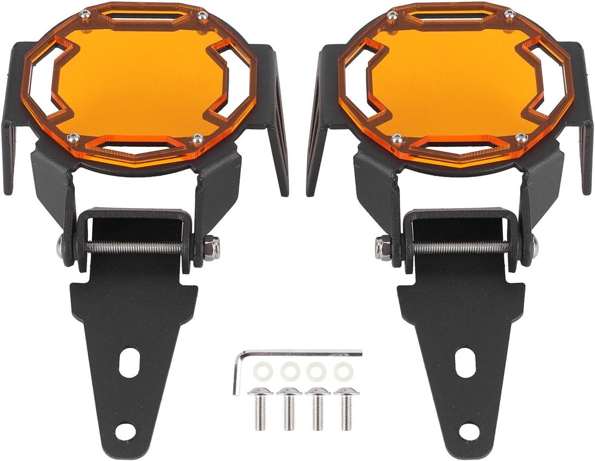 SnelShoppen - Fog Light Protector voor Motorfiets, LED Mistlamp Cover, Aluminium Motor Fog Lights LED Set voor R1200GS/R1250GS Adventure LC (ORANJE)