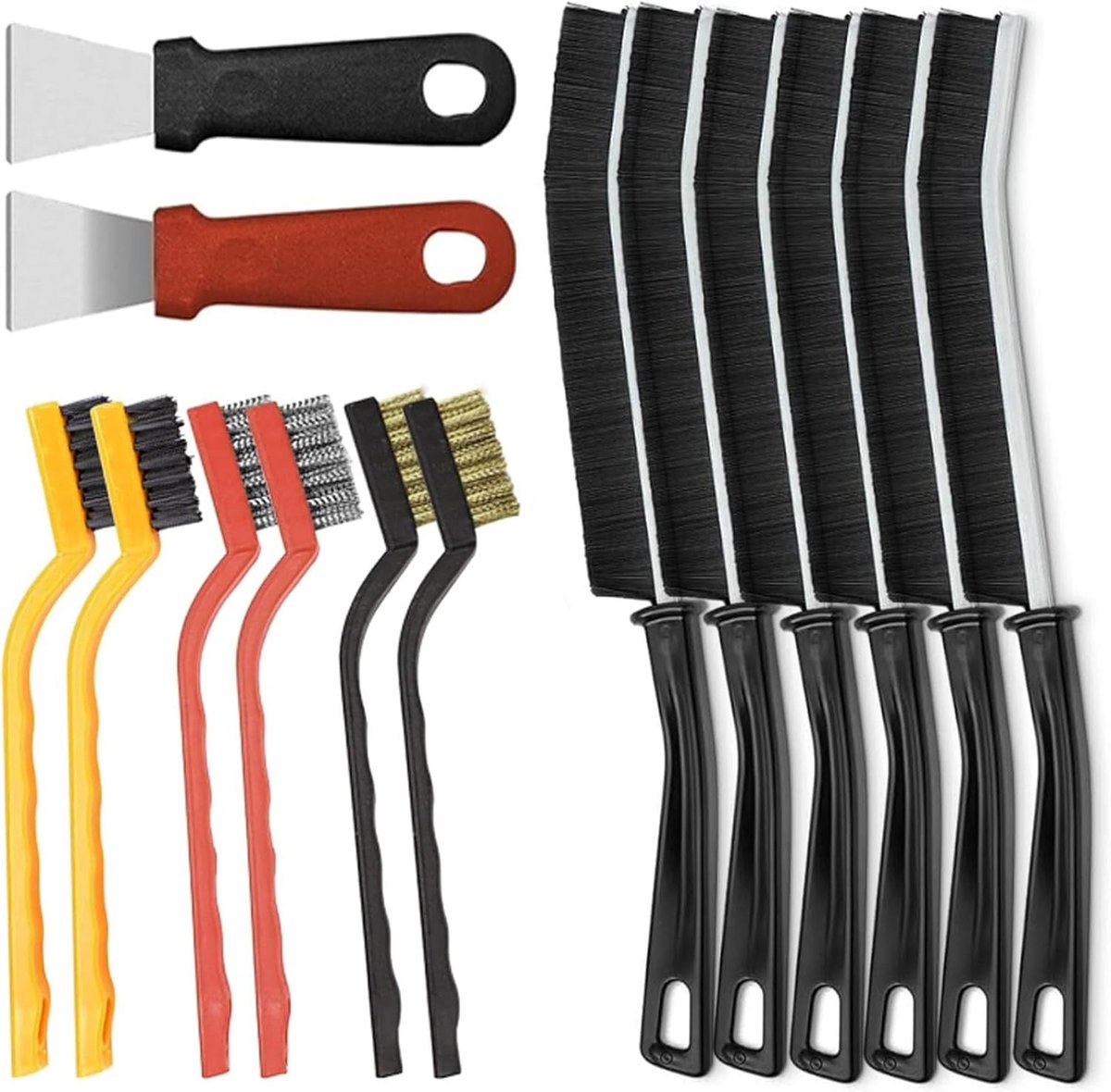 Complete Set van 14 Harde Borstels voor Voegenreiniging, Ideaal voor Badkamer, Keuken en Tegels, Effectieve Borstel voor Kieren en Ramen