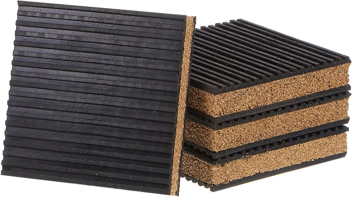SnelShoppen - 4 Stuks EVA Schuim Anti-Trillingspads - [10.2cm x 10.2cm x 2.2cm] Isolatie Rubber Pads, Antislip voor HVAC Systeem en Wasmachine, Zwart