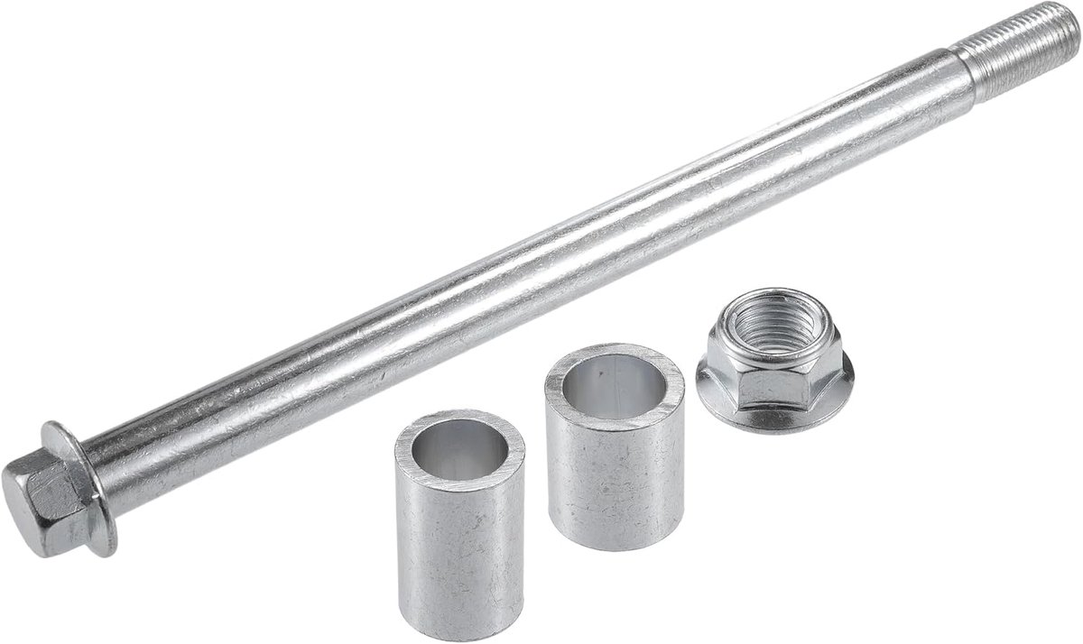 SnelShoppen - Vervangende Voor- en Achteras met Bushing en Schroefbout M14 230mm Dirtbike Scooter ATV Wieldas Staal Legering Zilver
