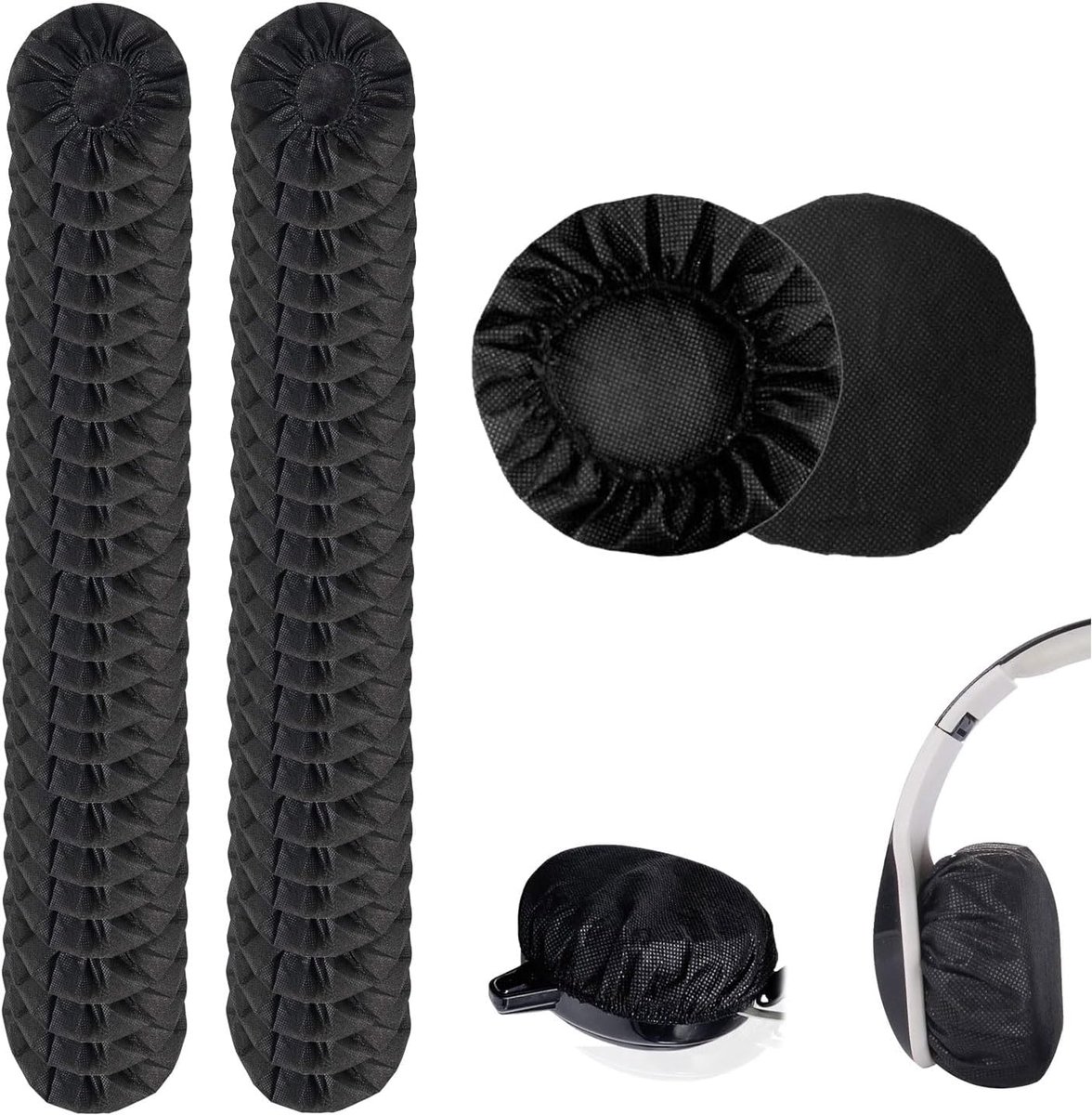 SnelShoppen - Pack van 50 Wegwerp Fleece Hoofdtelefoon Hoezen, Stofdicht, Ademend, Wasbaar, Herbruikbaar, Elastische Hoofdtelefoonhoezen voor de Meest