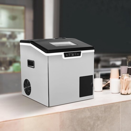 IJsblokjesmachine - IJsmaker Crushed Ice - Drankjes Koelen - 2-in-1 Functie - 30-40 kg/dag - Zwart Zilver — afbeelding 2