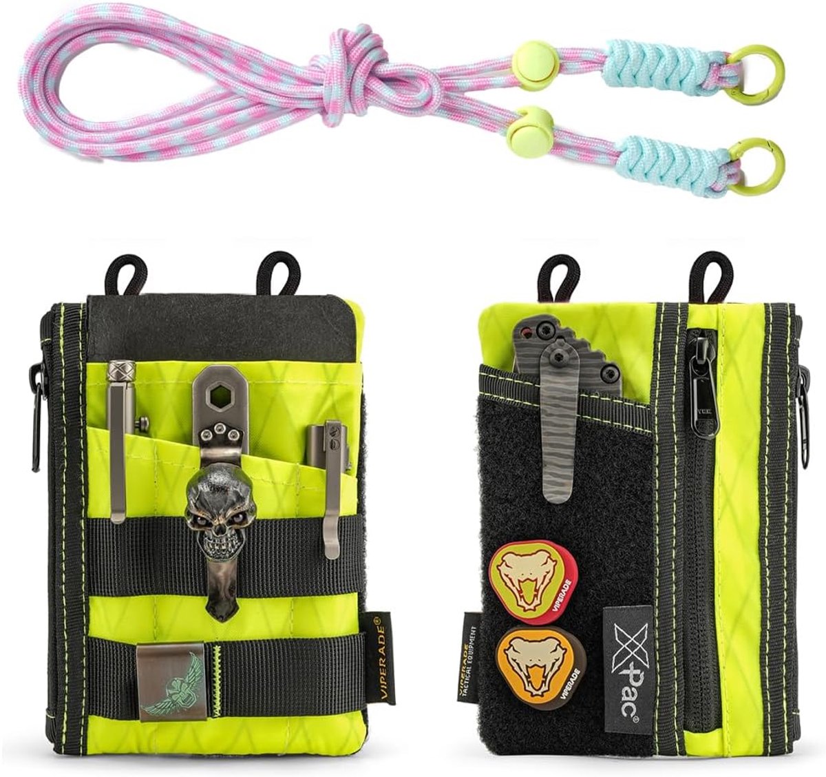 SnelShoppen - EDC Pocket Pouch met Strap, 5 Vakken en 2 Ritszakken, Organizer voor Mannen, Kleine Sling Organizer Tas, Slanke Multitool Portemonnee, G