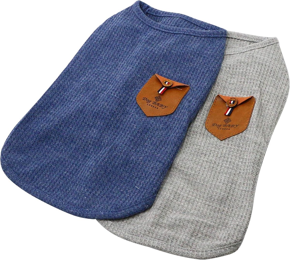 SnelShoppen - Minimalistisch T-shirt voor Katten en Honden - Katoen Blauw Grijs voor Kleine Huisdieren (Set van 2) - Ideaal voor Teacup en Pasgeboren