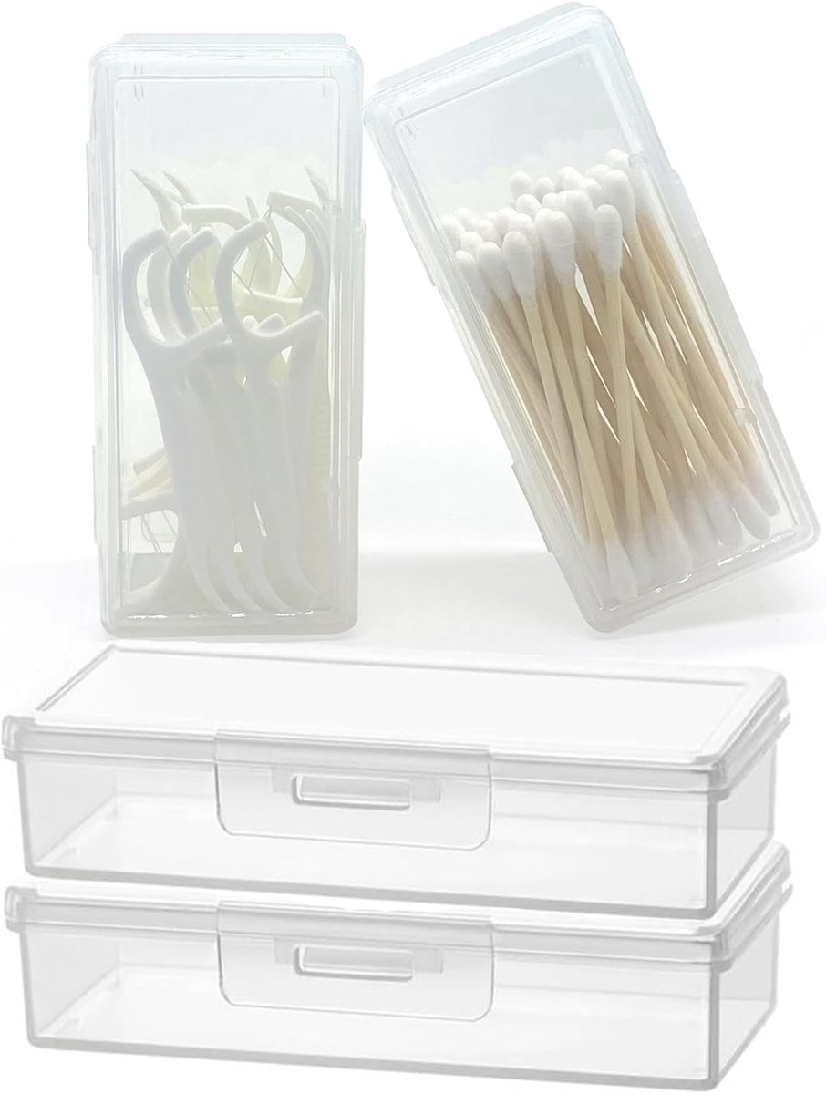 SnelShoppen - SwirlColor Reishouder voor Wattenstaafjes - Draagbare Transparante Plastic Wattenstaafje Box - Klein 10,5 x 4,5 x 2,5 cm - Handig voor R