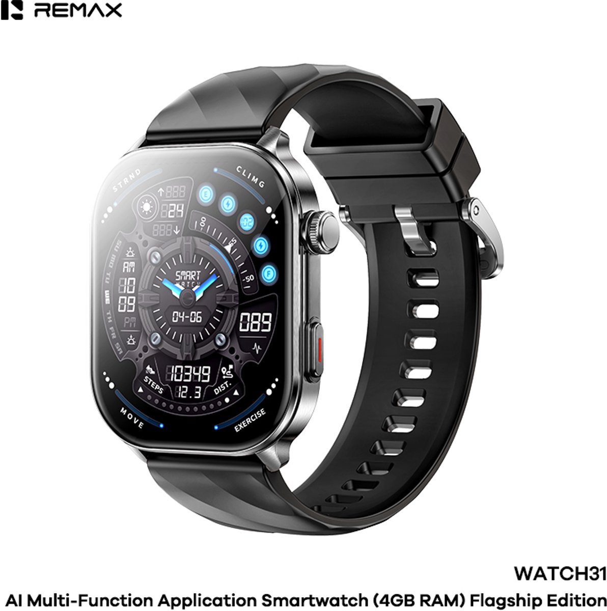 Remax WATCH31 - Smartwatch - AI - 4GB - IP68 - Bellen via bluetooth - Tarnish