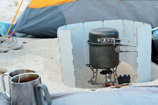 JHUBERS- Campingfornuis Inklapbaar - Draagbaar - Aluminium - Voorruit 10 Panelen - Camping - Koken - Met Draagtas - Kookscherm van Jhubers — afbeelding 5