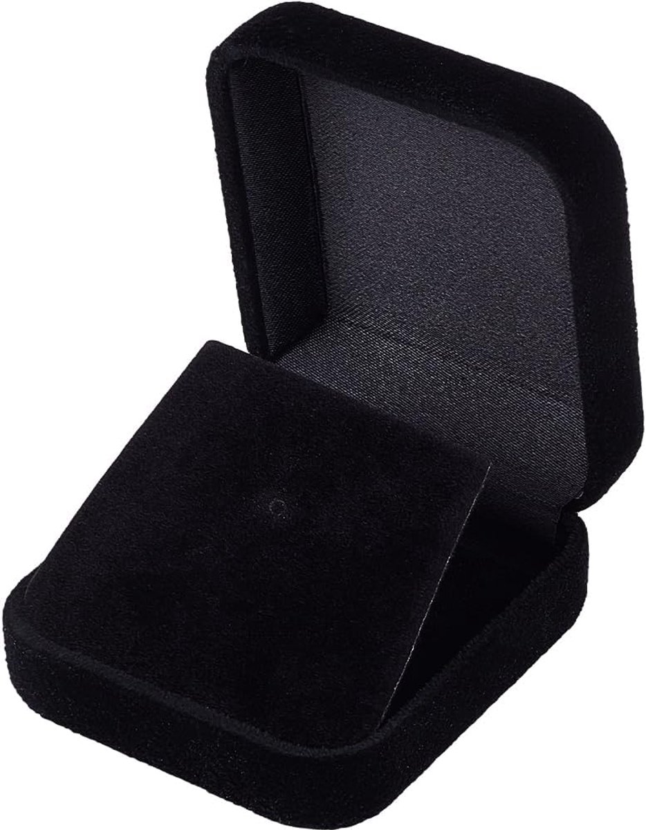SnelShoppen - Zwarte Fluwelen Sieraad Doos 6 Inch - Kleine Reiskoffer voor Sieraden - Vierkante Hanger en Organiser voor Oorbellen en Ringen - Perfect