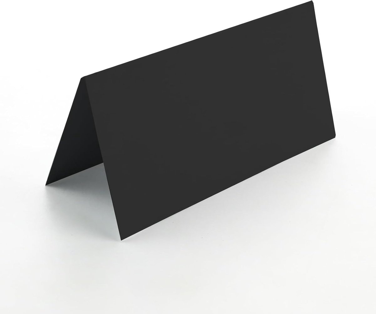 JGS Premium - Blanco tafelkaarten voor feesten en evenementen - 100 stuks - 10 x 5 cm - Zwart - Plaatskaarten - Naambordjes