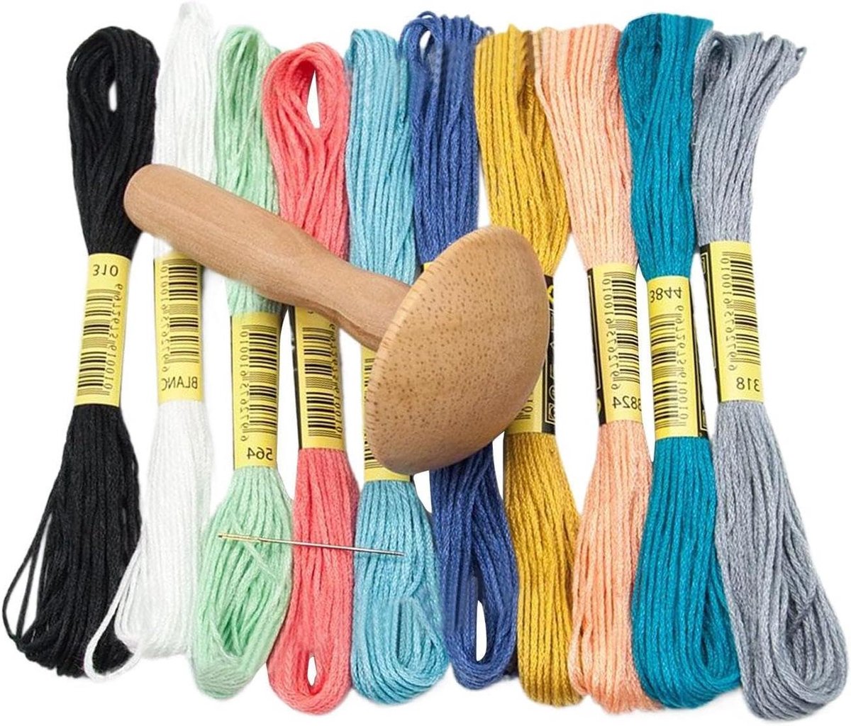 Houten Stoppaddenstoel - Kledingreparatie Tool - Kleding Herstellen - Niet-haken Randen - 16 x 16 x 3 cm - Houtkleur