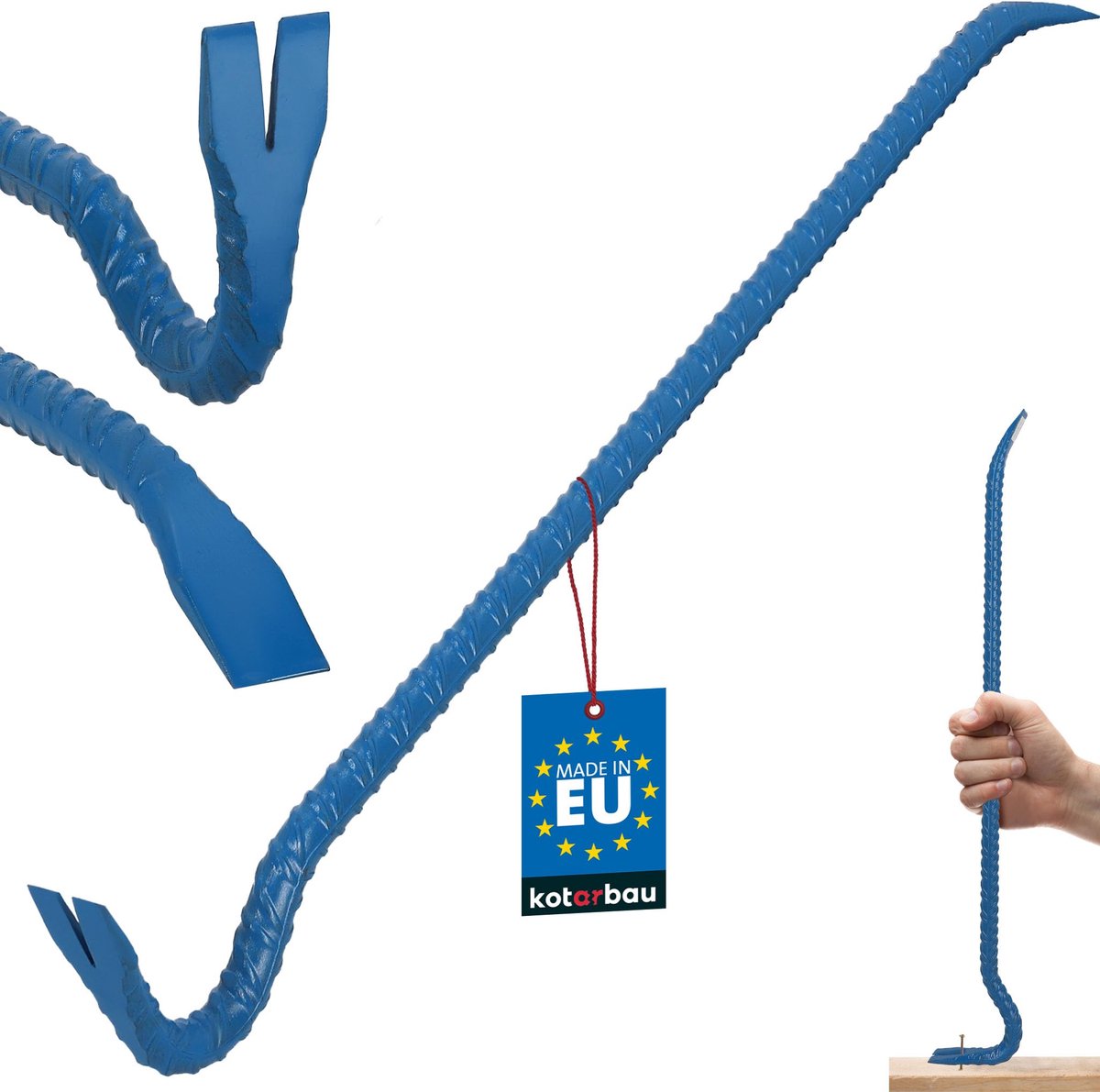KOTARBAU® Koevoet - Breekijzer - Breekstang 80 cm - Breekijzer met Spijkertrekker - Dubbelzijdig - Poedergecoat Staal - Blauw