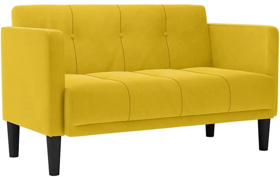 vidaXL - Loveseat - bank - geel - 111 - cm - fluweel