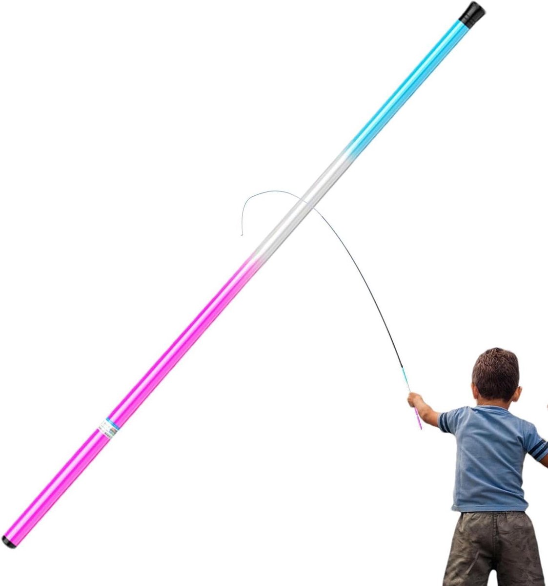Kleine Intrekbare Hengel - Reishengel Vishaak - Vissen in Beekjes - Sterke Koolstofvezel - 175 cm uitgeschoven - IJsblauw Roze