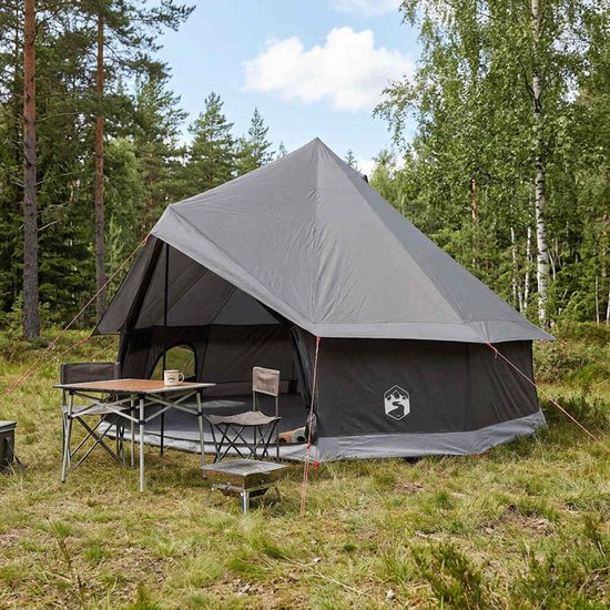 vidaXL - Tipi - Tent - 8-persoons - Bruin - Grijs - Polyester - en - Staal van Vidaxl — afbeelding 3