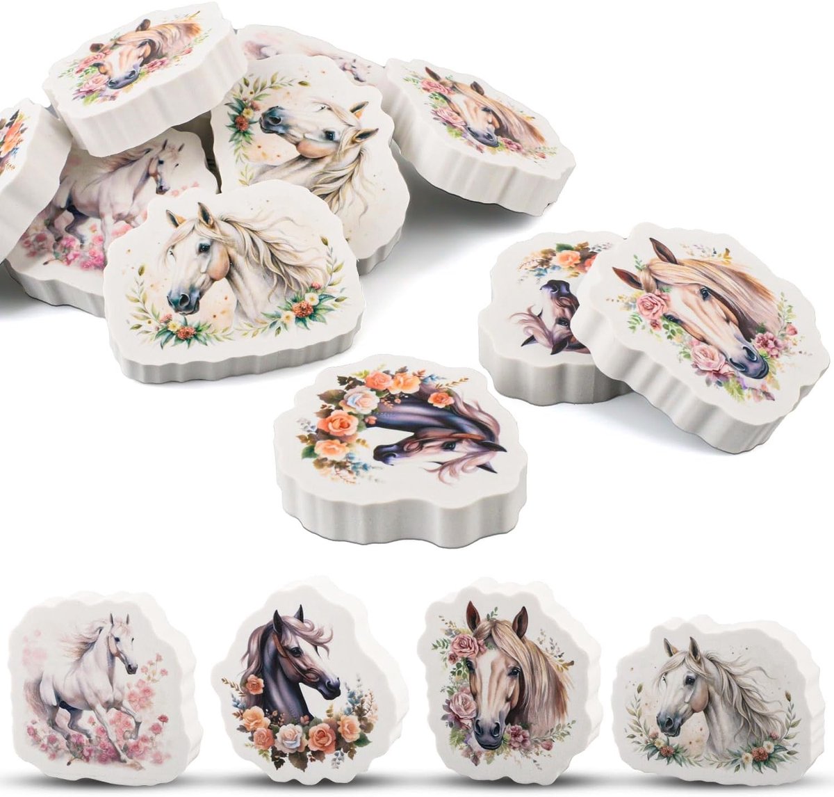 Set van 12 Paarden Gum - 4-5 cm - Pony Gummen voor Kinderen - Verjaardagscadeau en Schooldecoratie voor Meisjes