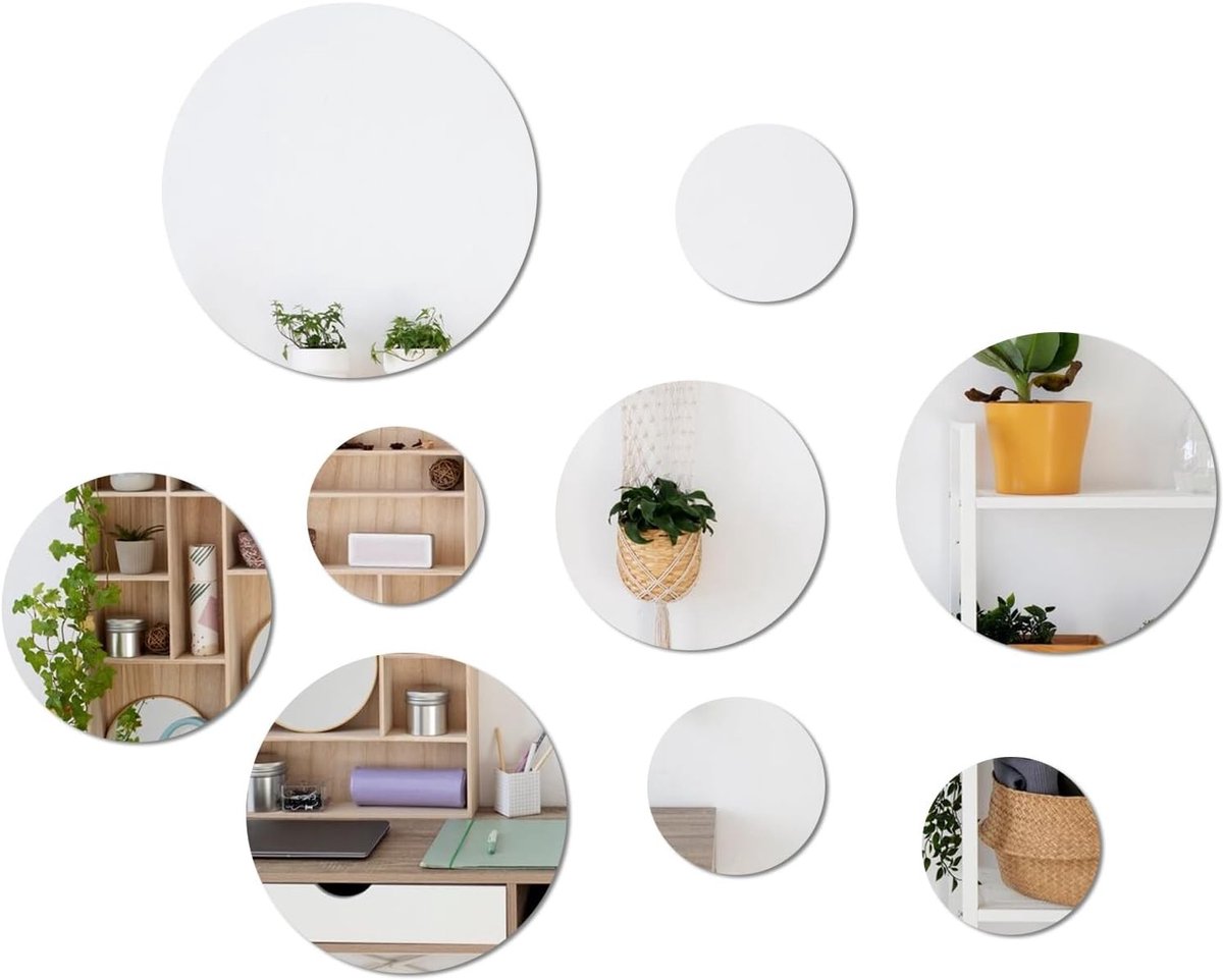 Zelfklevende Wandspiegels - Rond Mix - Flexibel Acryl - Voor Badkamer, Woonkamer, Slaapkamer