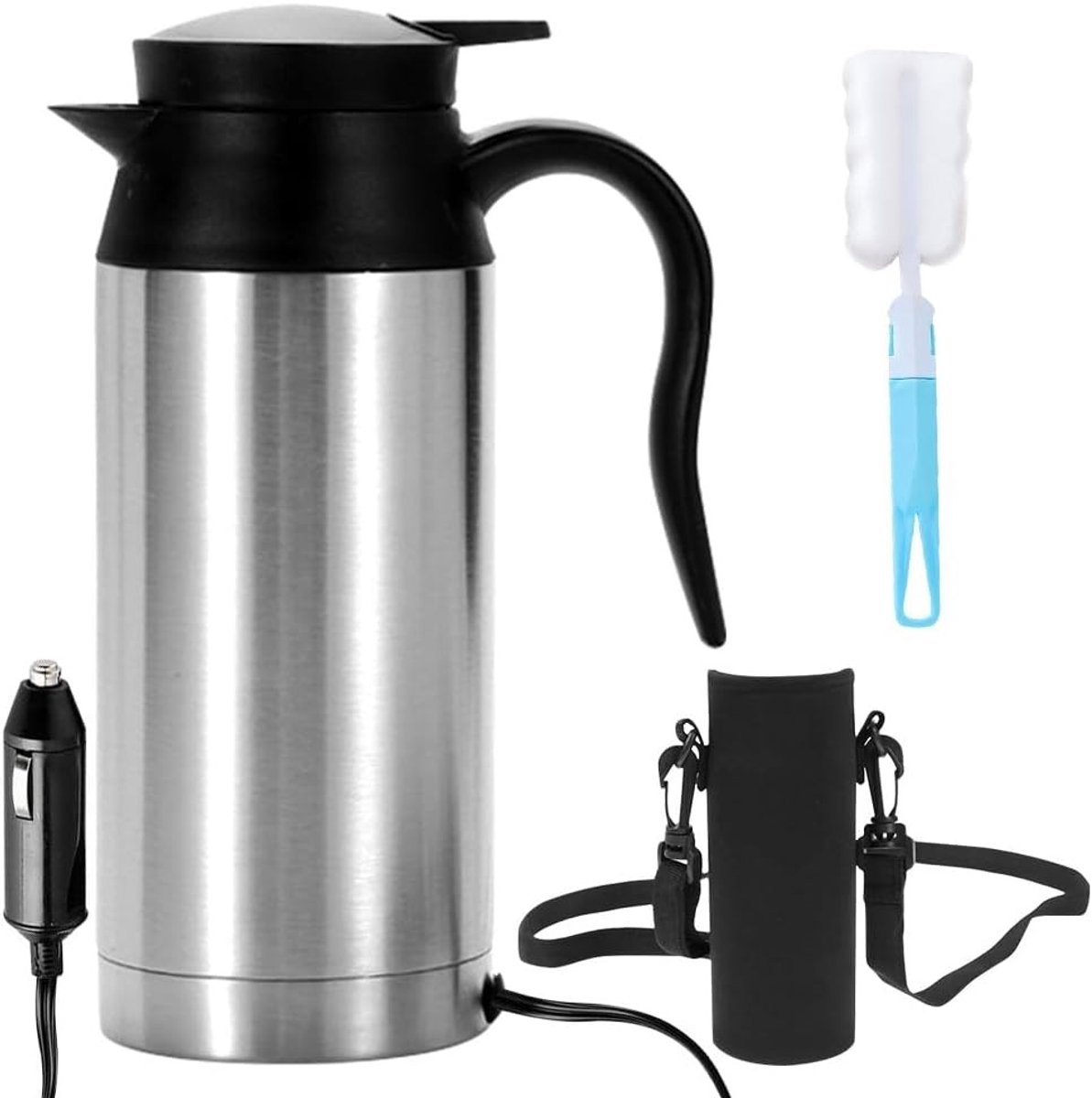 Autowaterkoker - Roestvrij Staal - 750 ml - Draagbare Waterkoker voor Auto - Voor Reizen en Camping