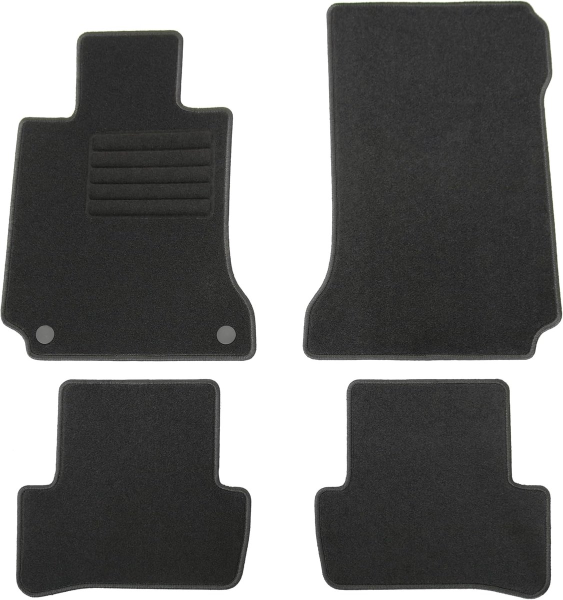 SnelShoppen - Velours vloermatten set zwart voor Mercedes C-Class W204/S204 T-Model, 4-delige set, met hielbescherming, voorzijde en achterzijde