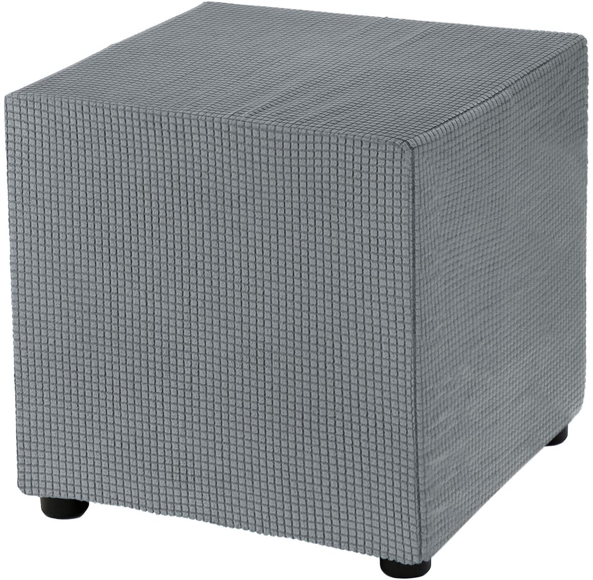 SnelShoppen - Hoes voor kruk 33 x 33 x 38 cm, hoge elasticiteit, stretch overtrek voor voetenbank, wasbare krukbeschermer, donkergrijs, ideaal voor fe