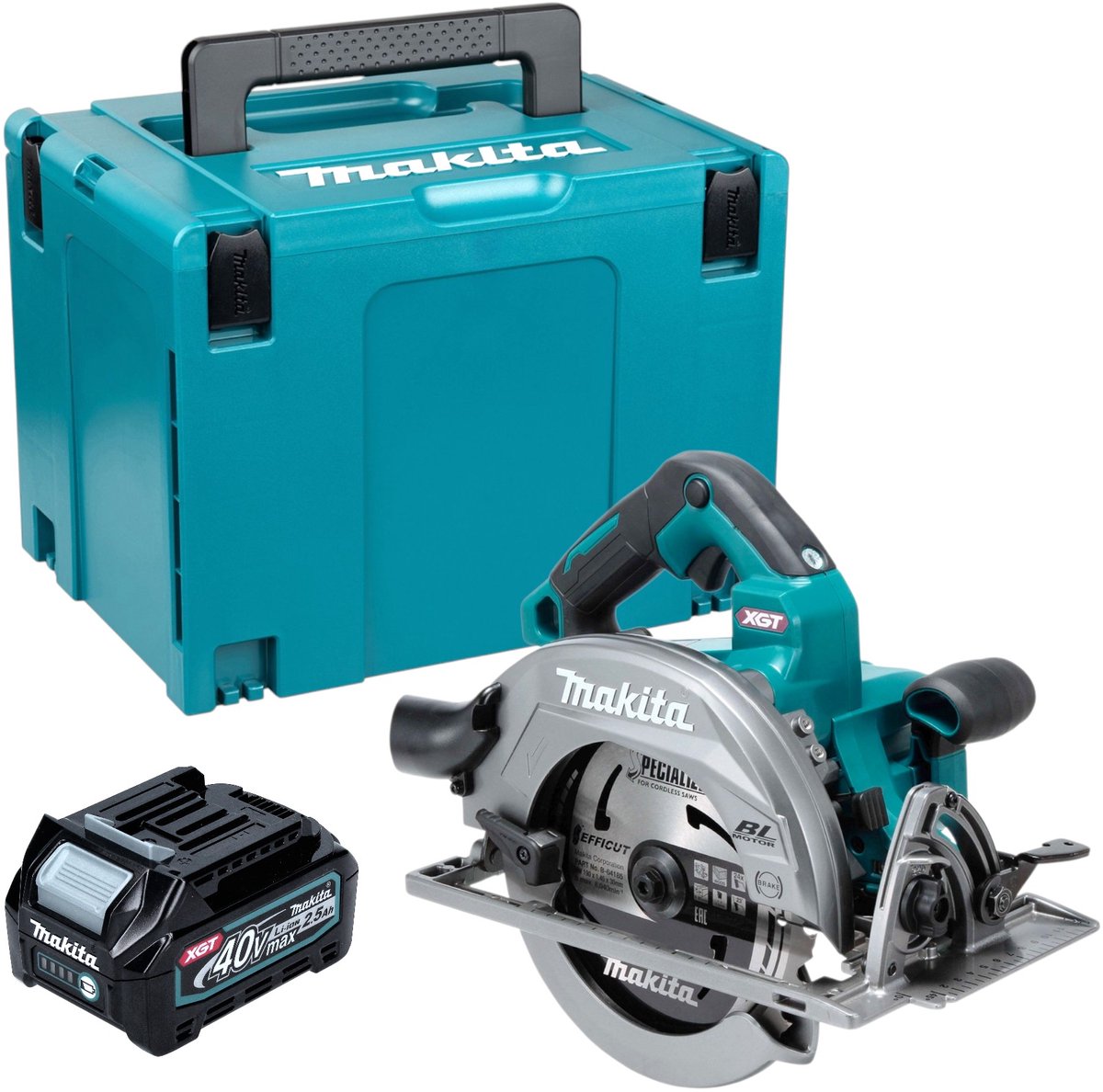 Makita HS 003 GD101 accu-handcirkelzaag 40 V max. 190 mm borstelloos + 1x accu 2,5 Ah + Makpac - zonder oplader