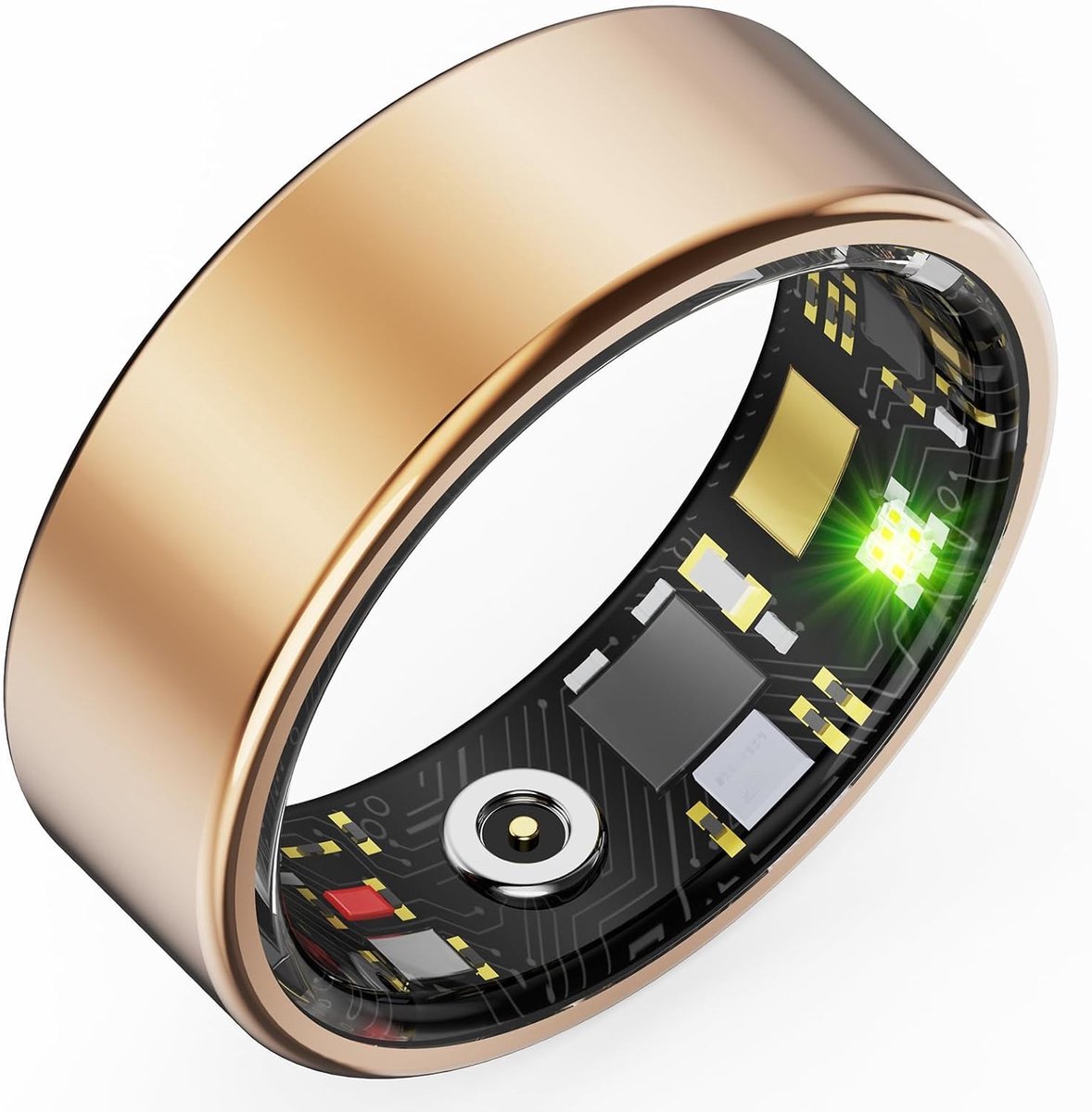 SnelShoppen - Intelligente Ring met Hartslagmonitor, Stappenteller, Slaap Activiteit Tracker, IP68 Waterdichte Fitnessring voor Mannen en Vrouwen (Gou