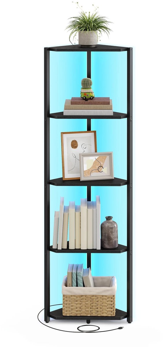 uJOY Kast met LED verlichting - 5 opbergplanken - Met afstandsbediening - 3 lichteffecten - Kantelbeveiliging - Eenvoudige montage
