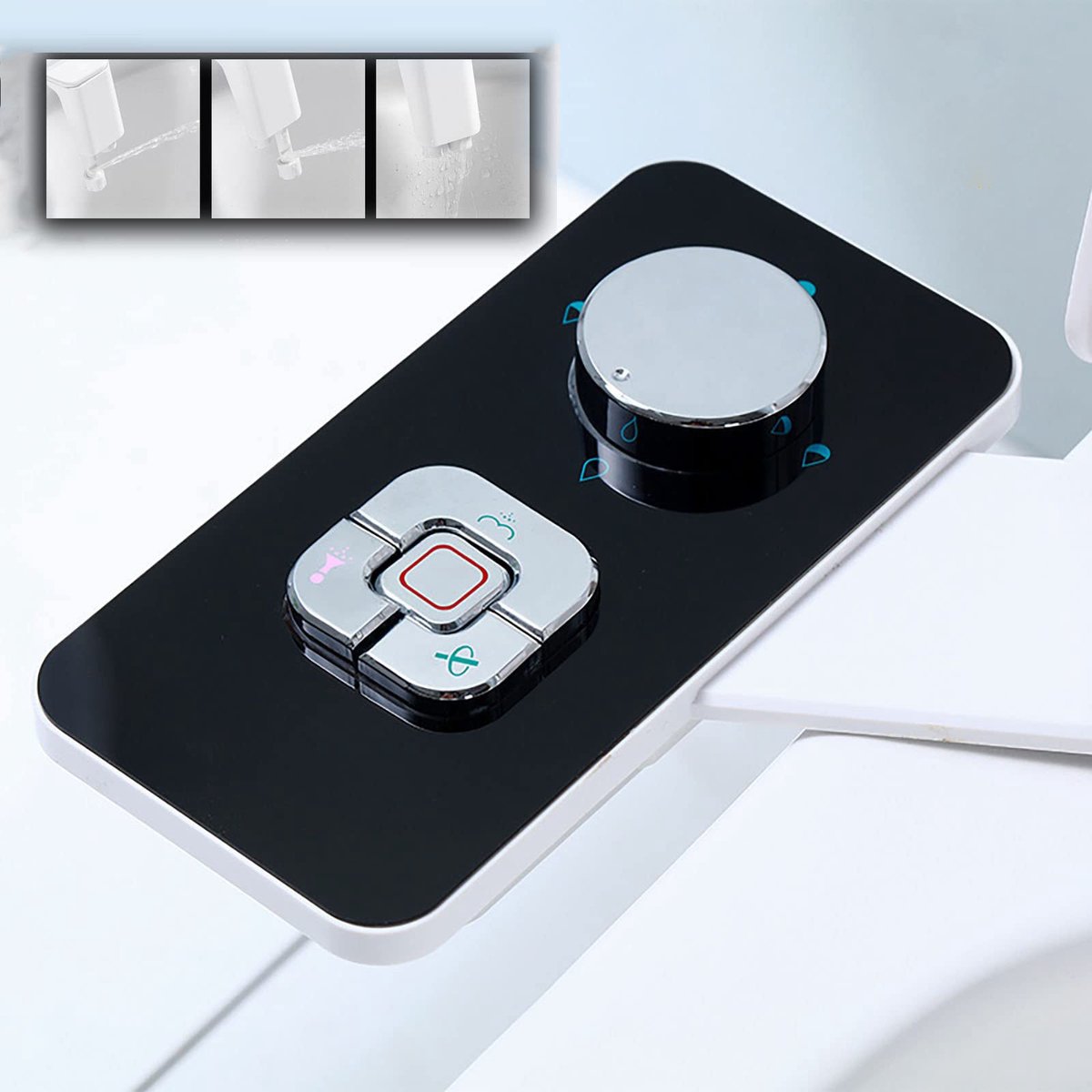 Toiletdouchekop - Comfortabele bidet - Intieme douchekop - Billenreiniger - Set met twee koppen - Bidet - Reinigingsapparaat - Zwart & zilver