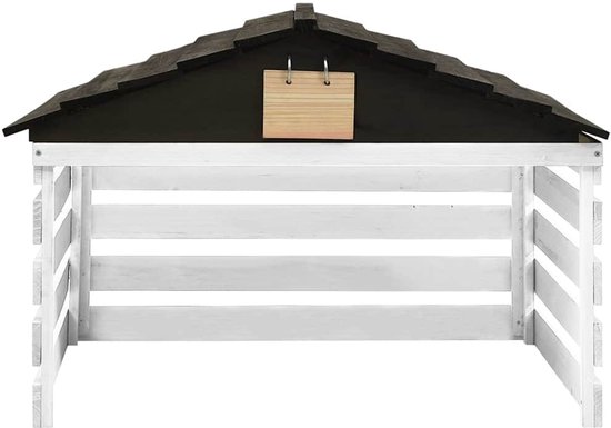 vidaXL - Overkapping - voor - grasmaaier - 78x74x54 - cm - vurenhout - zwart - en - wit van VidaXL — afbeelding 2