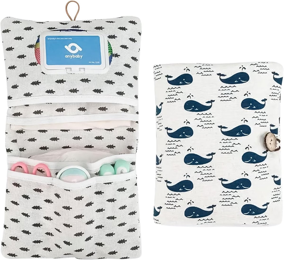 Luiertas - organizer en cosmeticatas - bladeren - walvis - olifant - 2-in-1 luiertas - kleine luiertas - organizer - baby luiertas voor moeder onderweg (bladeren) - geen