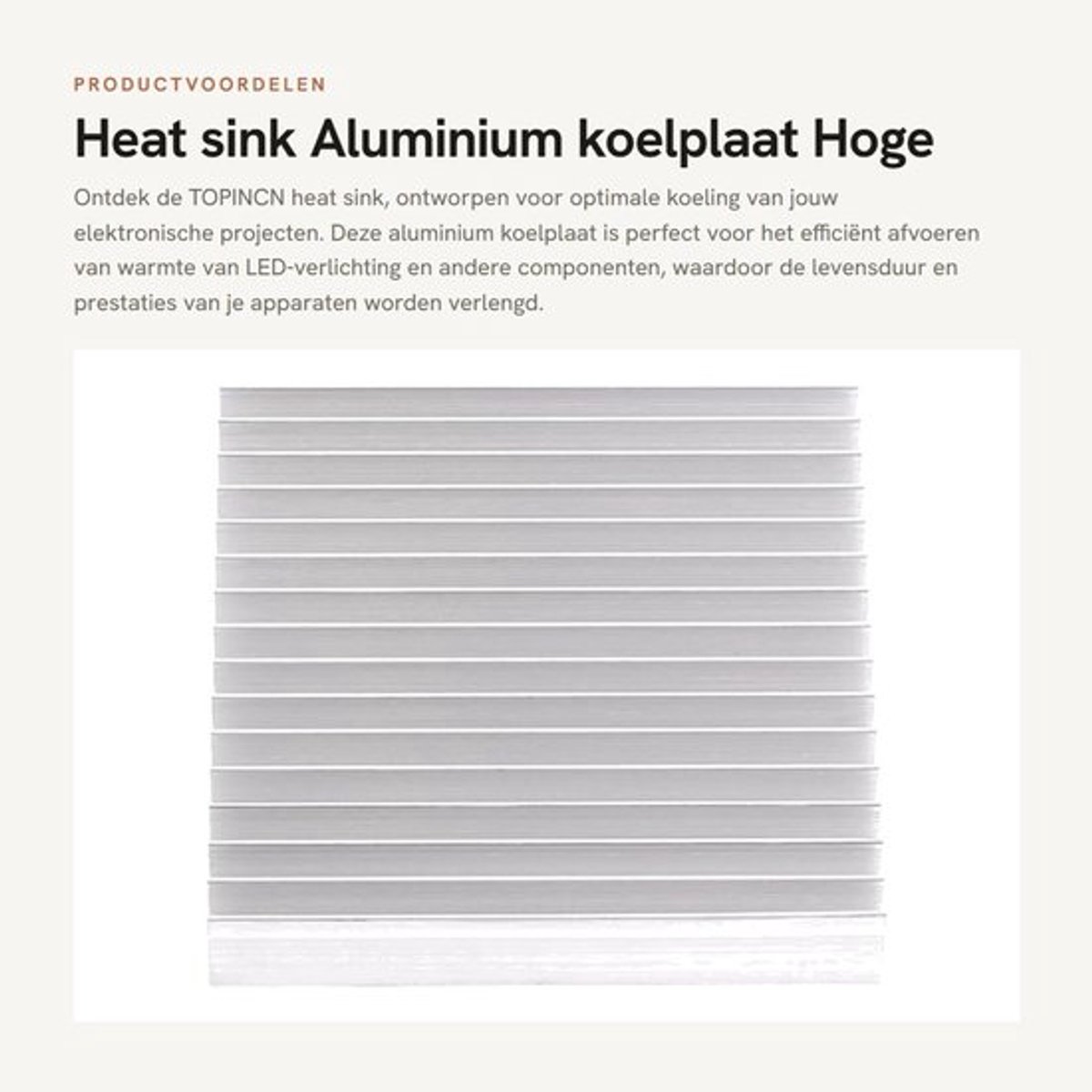 Heat sink - Aluminium koelplaat - Hoge prestaties - Universeel - Geschikt voor LED - 0.12 kilogram