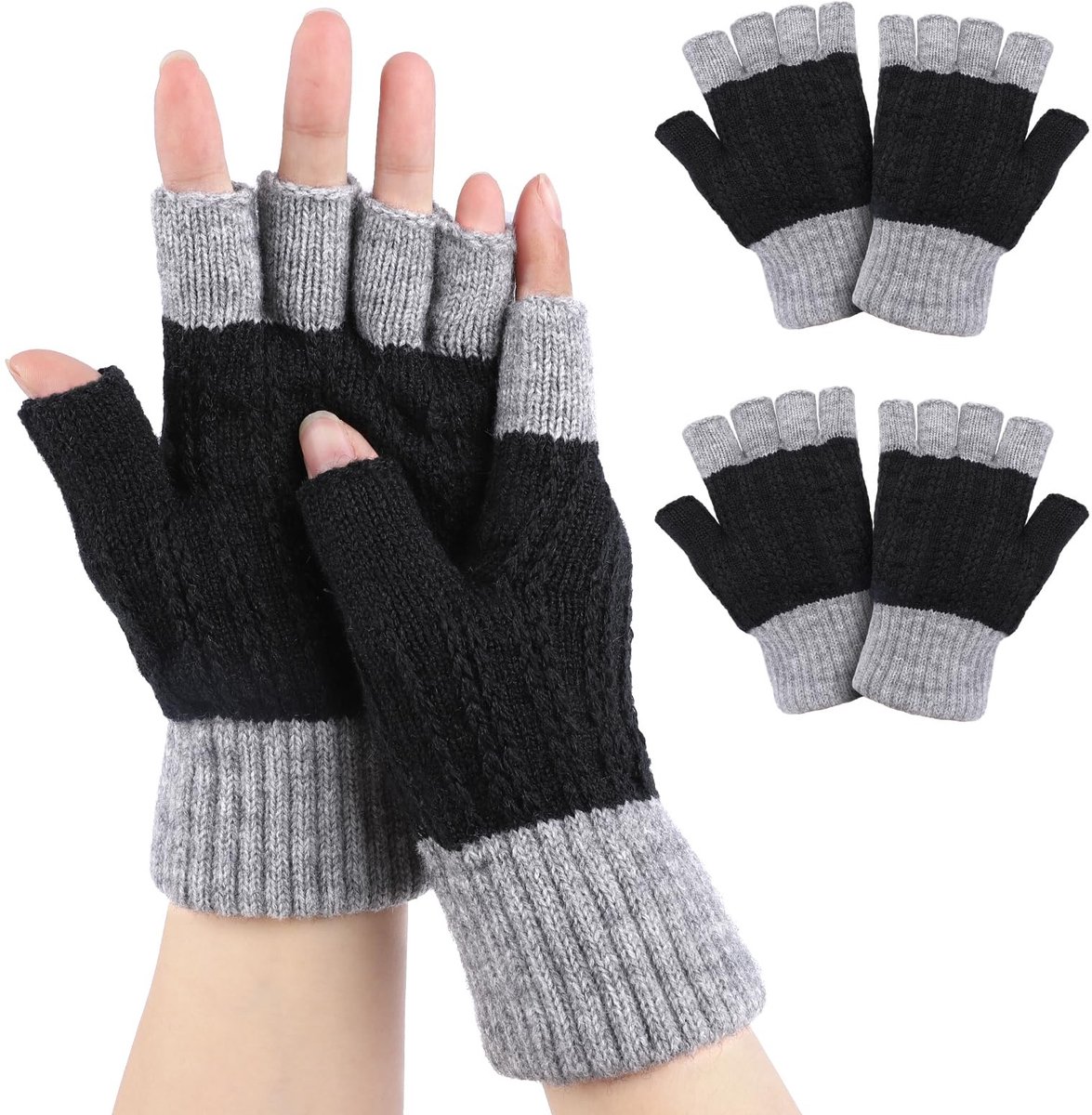 Allecto Plus - Warme PS halve vinger handschoenen - Pack van 2 stuks