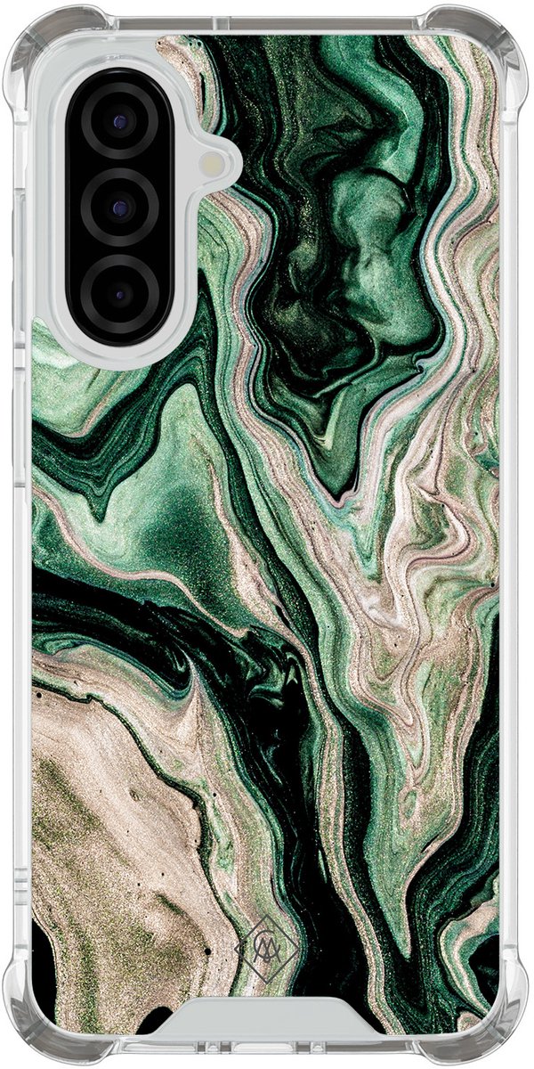 Casimoda® hoesje - Geschikt voor Samsung Galaxy A37 - Groen marmer / Marble - Shockproof case - Extra sterk - TPU/polycarbonaat - Groen, Transparant