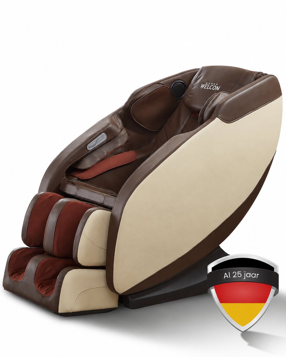 WELCON Prestige II elektrische 3D massagestoel – Zero Gravity – voetmassage – warmtefunctie – beige/bruin