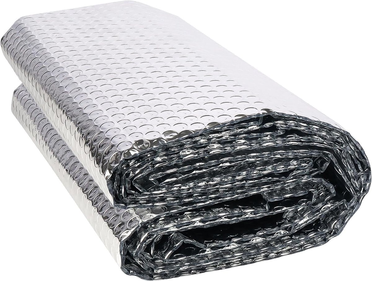 Aluminium isolatiefolie - 120 cm x 4 - 6 m - 3 mm dikke isolatie - dubbelzijdige aluminium luchtkussenfolie - radiatorfolie - reflectiefolie voor voertuigen - daken - ramen - buizen enz