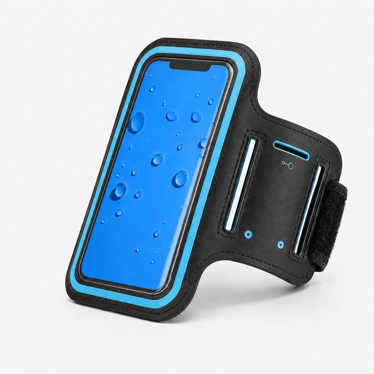 Hardloop Telefoonhouder t/m 6.5 inch - Sportarmband Telefoon - Waterafstotend en Reflecterend - Touchscreen Bedienbaar - Opbergvak voor Sleutel en Pasjes - Zwart
