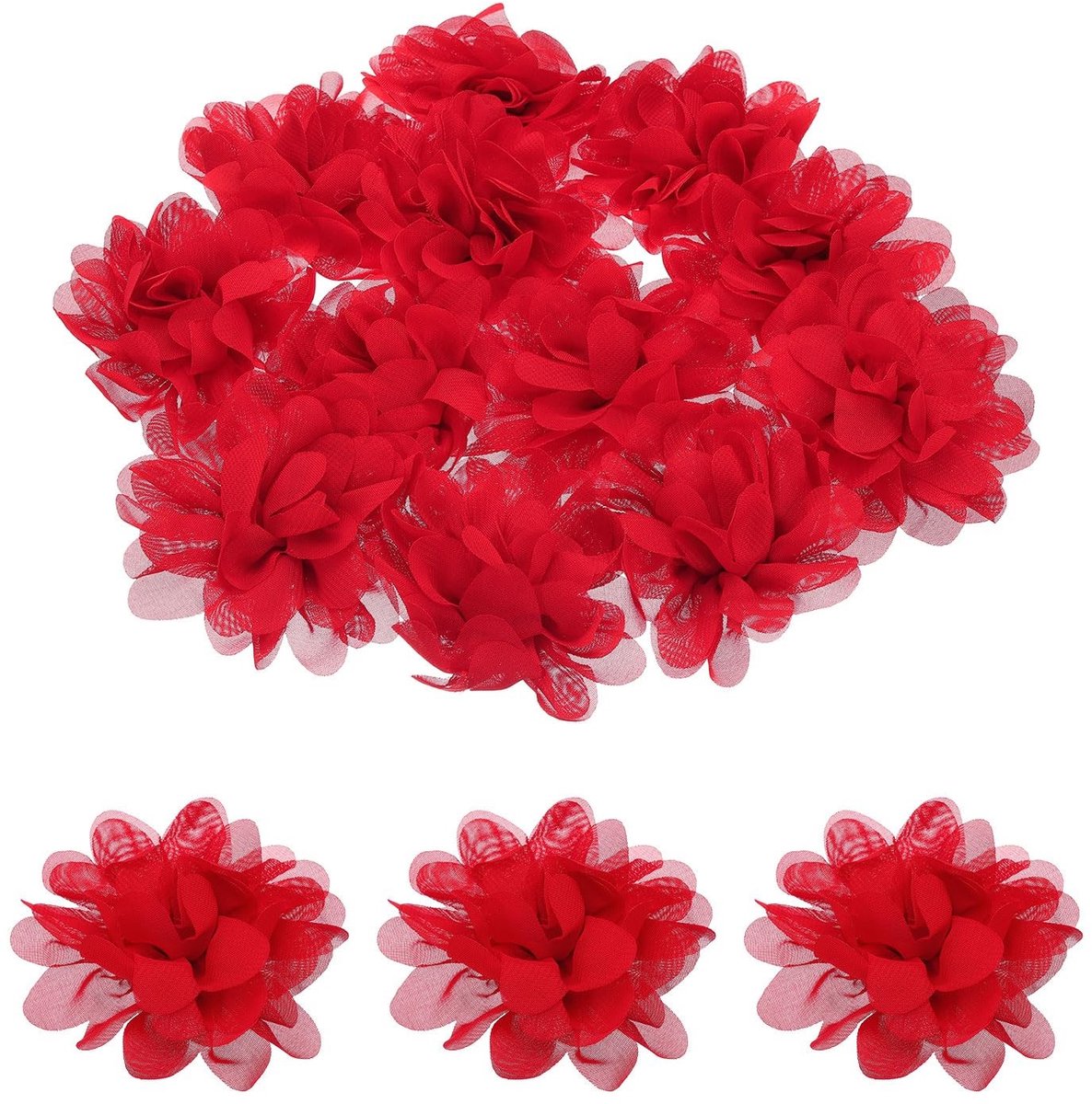 Solidchoice - 12 Stuks Chiffon Bloemen voor Creatieve Projecten