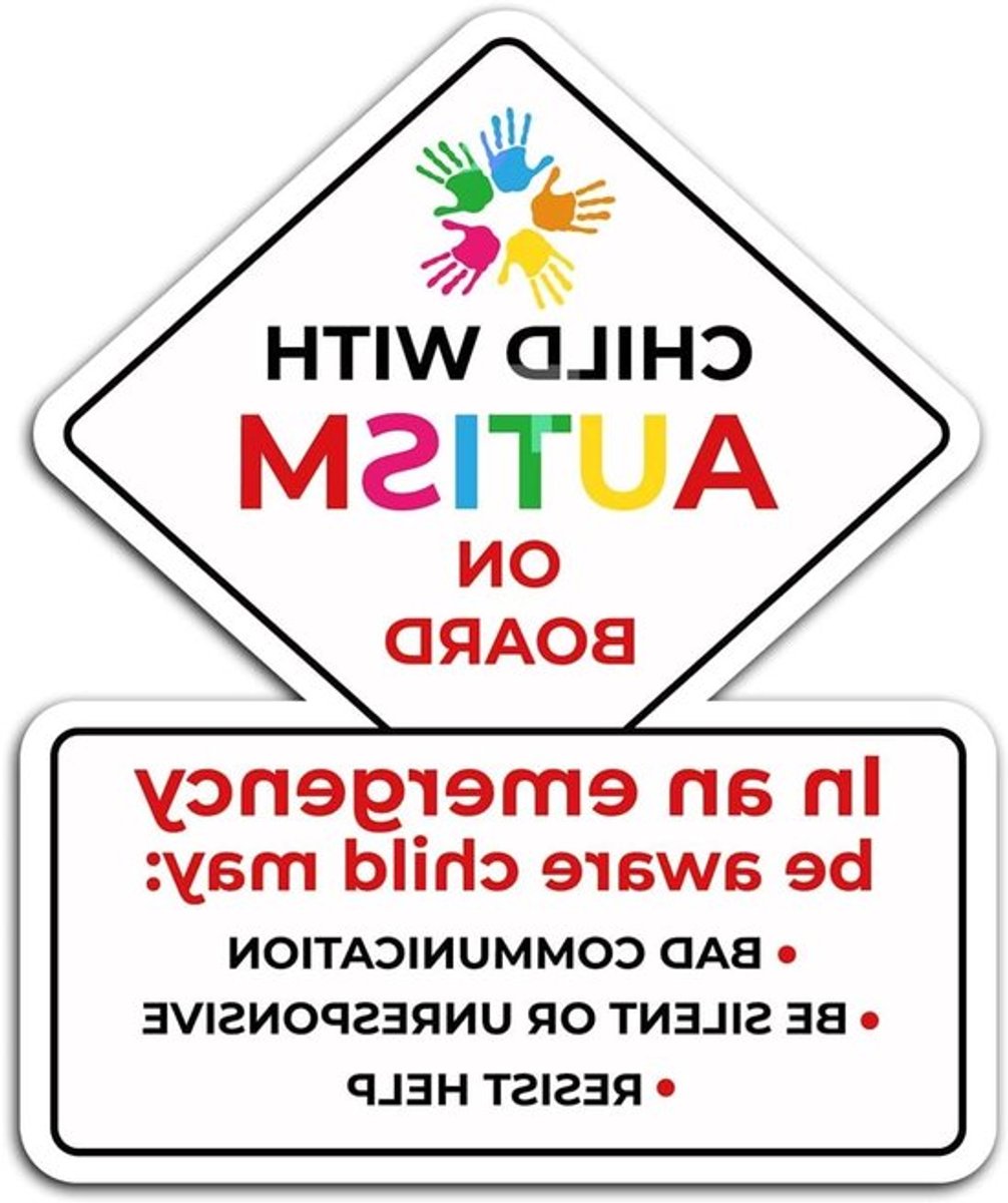 3-delige Autisme Stickers voor Auto's - Weerbestendig Kind met Autisme Aan Boord Sticker, Noodwaarschuwing voor Ramen en Bumper, Decoratieve Autistische Signalen