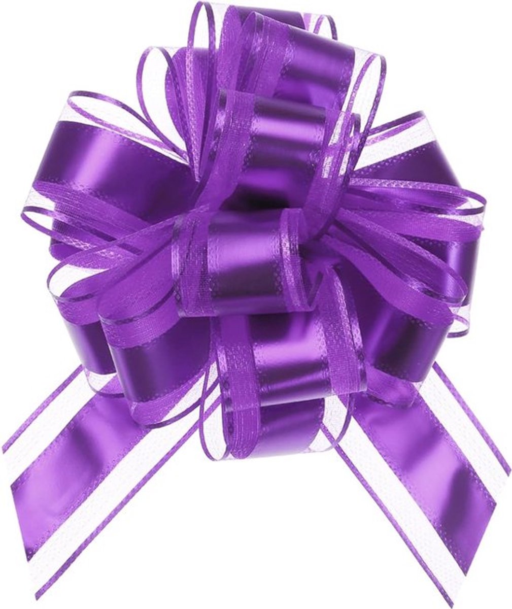 12 stuks 8,9 inch extra grote metalen trekker(s) organza geschenkboogjes voor bruiloften, verjaardagen en feestdagen, paars