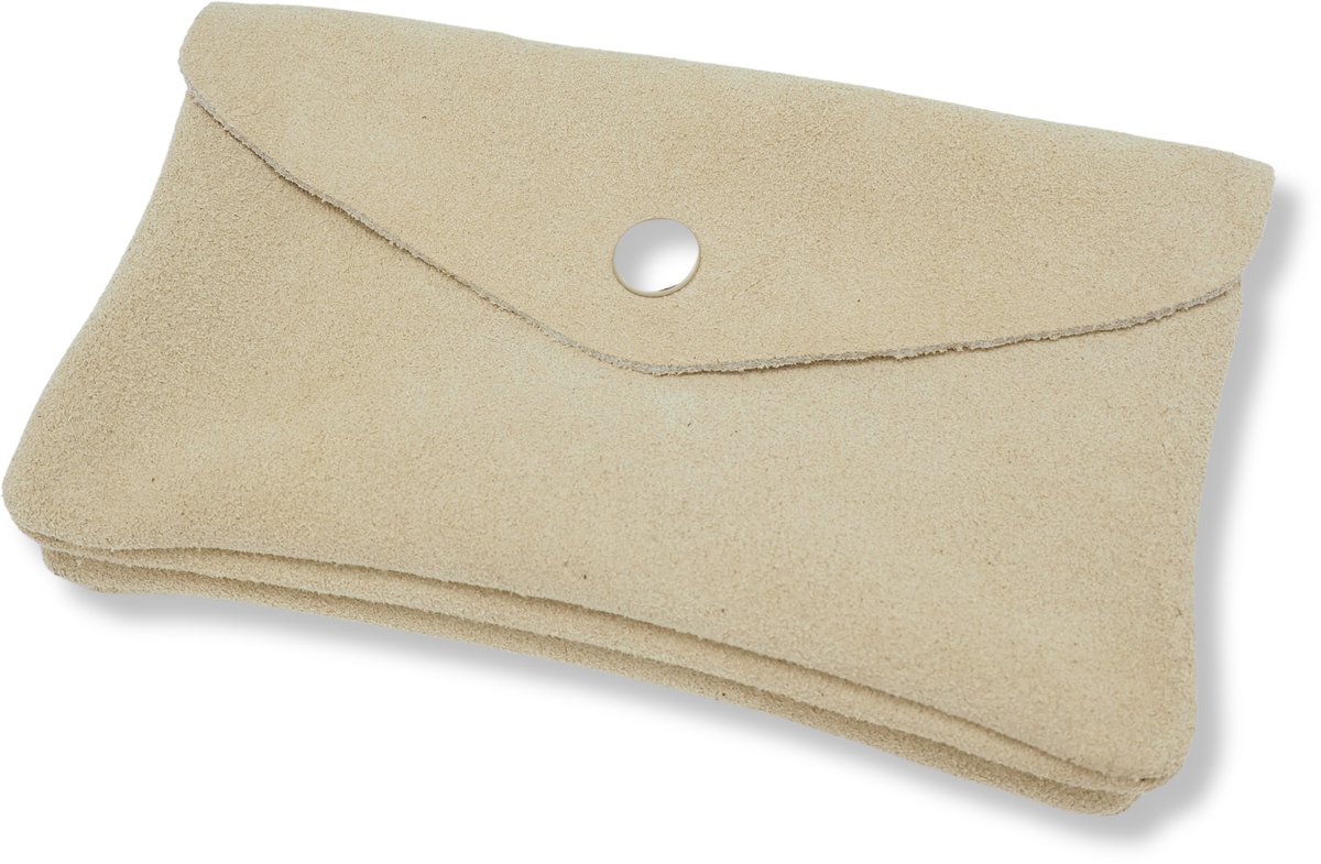 Bijoutheek Portemonnee Leer Italiaans Groot Suede Creme