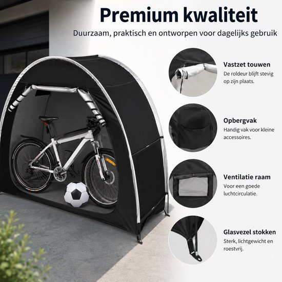 Sello! waterdichte fietstent - schuurtent - opslagtent - 2 fietsen - opvouwbaar - uv-bestendig - L220 x B150 x H175 cm - zwart — afbeelding 5