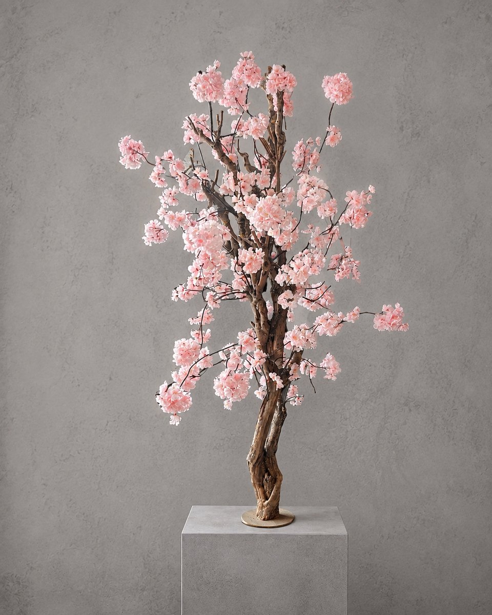 Seta Fiori Kunstbloesemboom Zacht Roze 150 cm - Handgemaakt in Nederland - Echte Houten Stam - Volle Sakura Kersenbloesem voor Binnen