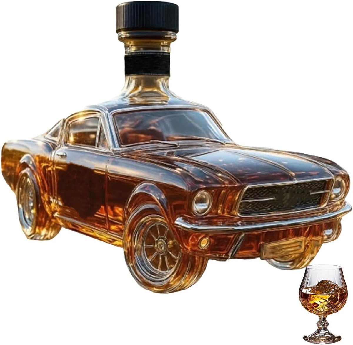 Auto Whisky Karaf 300ml – Glazen Whiskeyfles in Auto Vorm – Luxe Decanter voor Whisky, Bourbon en Likeur – Origineel Cadeau voor Mannen en Autoliefhebbers – Zwart