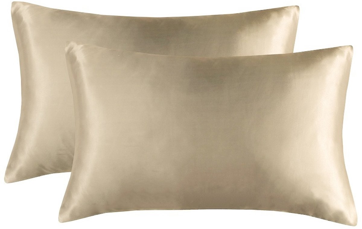 Simulatie zijde kussenslopen set van 2 stuks - 30x45cm - duurzaam - comfortabel-Champagne