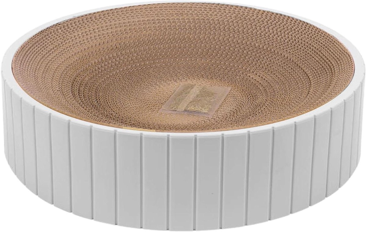 Krabplank Katten - Krabkarton Rond - Meubels Beschermen - Dubbelzijdig Karton - 30 x 30 x 7 cm - Wit