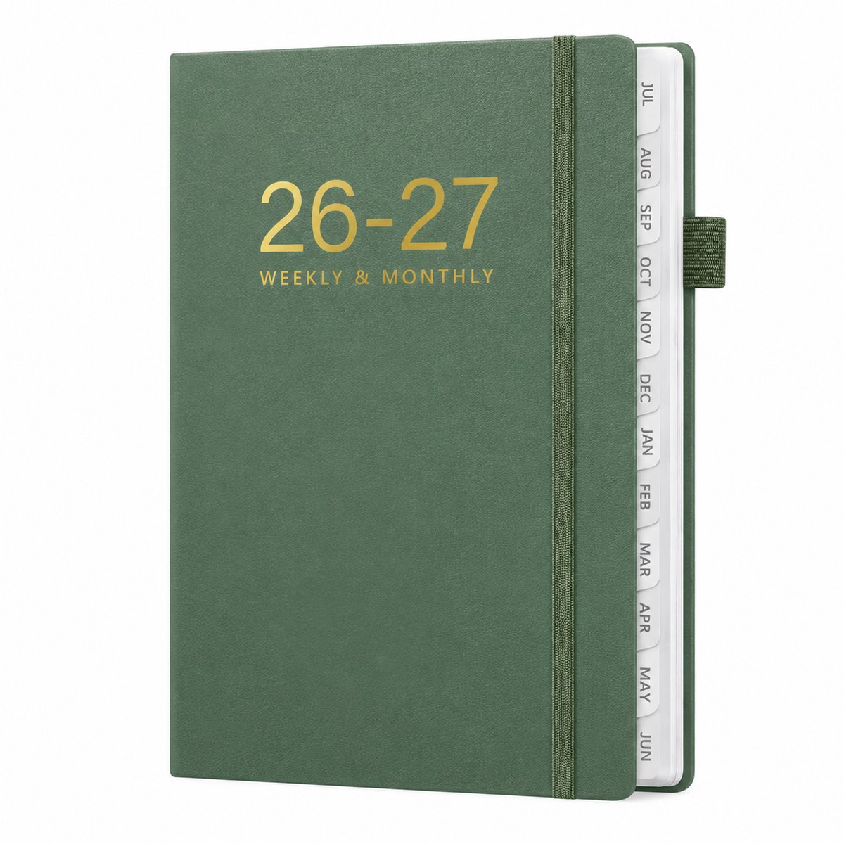 Bobypet - Agenda 2026.7-2027.6 A5 - Planner - Schoolagenda, Weekplanner en Maandplanner - Met Maandtabs, Penlus, Elastiek en Leeslint - 155 x 211 mm - groent