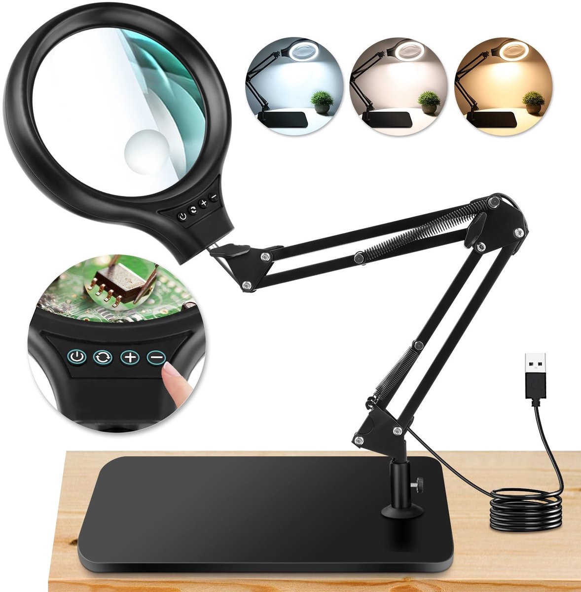 Solidchoice - Vergrootglas met LED Verlichting en Statief 10X 30X